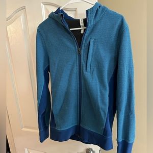 Lululemon men’s small blue striped scuba full zip sweatshirt EUC